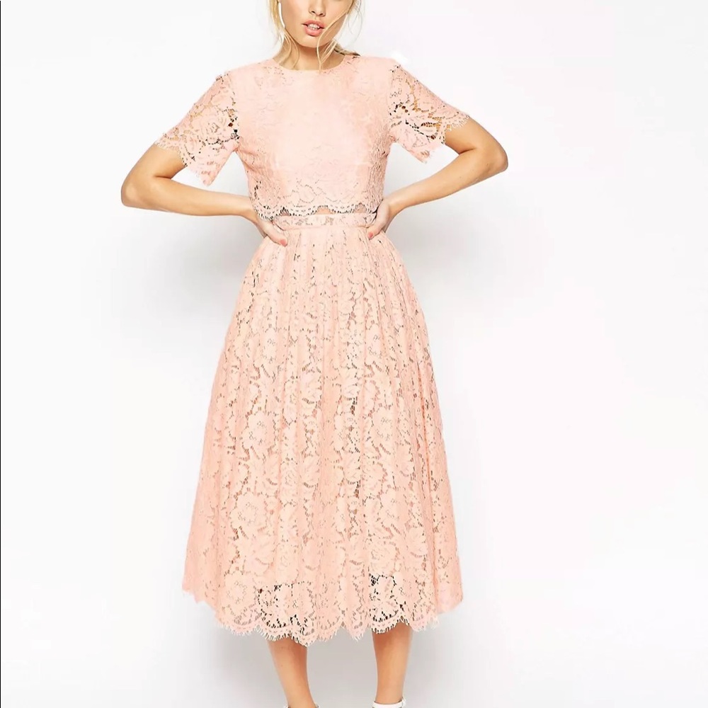 ASOS Lace Crop Top Midi dress